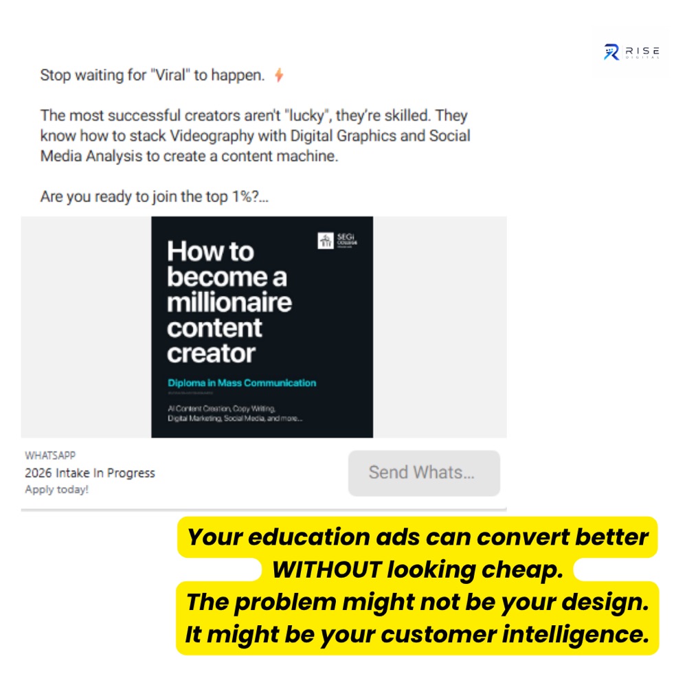 Breakdown of SEGi's live Meta ads and the rewritten content angles