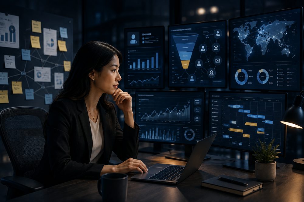 A marketer running content, ads and follow-up from one connected system